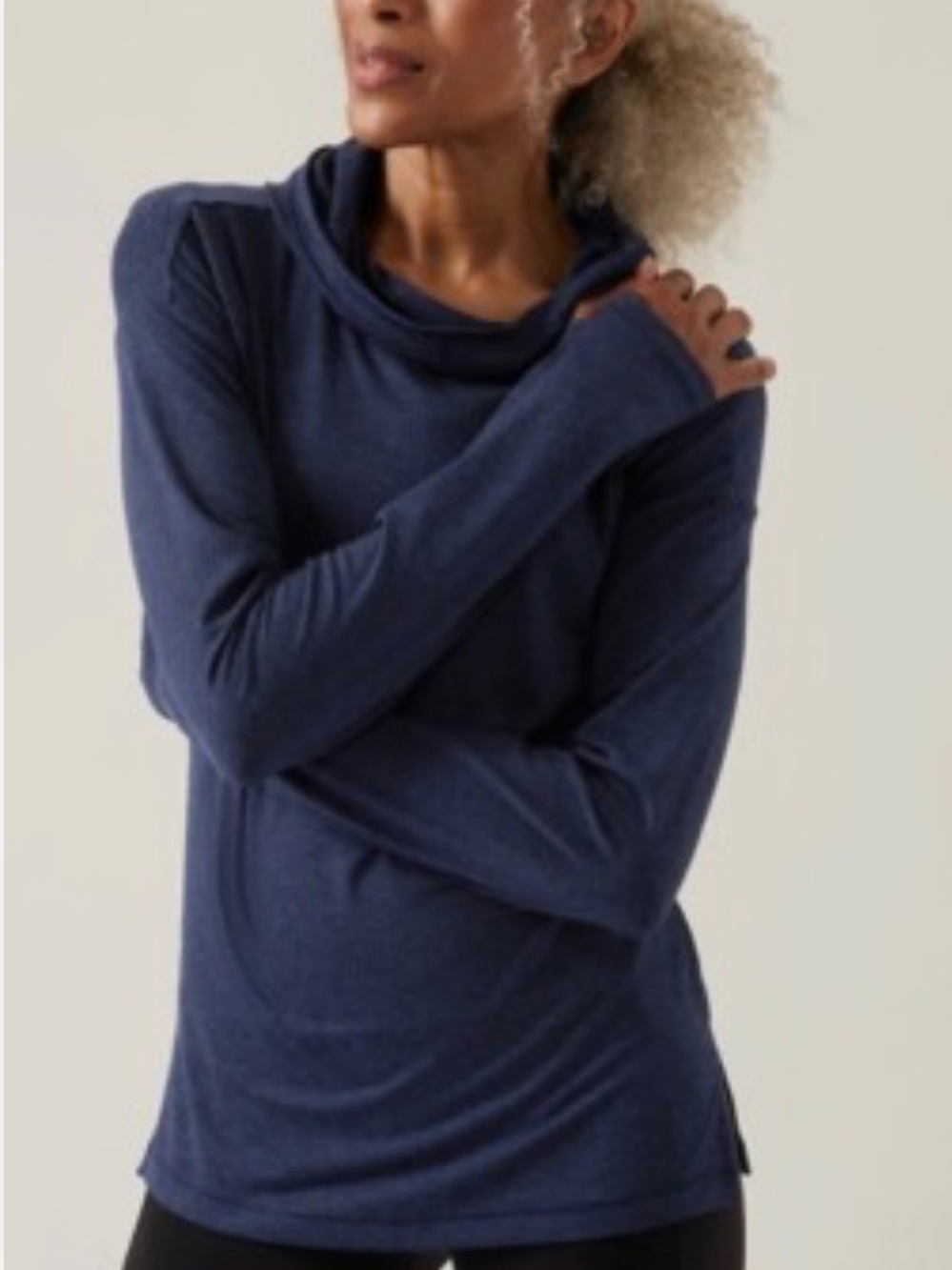 Athleta Uptempo Hoodie Style 382882 Longsleeve Dark Heather Navy Sz XS
